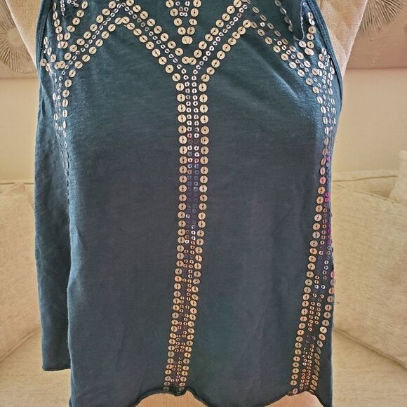 Free People Glitter City Tie Neck Tank Top sz Sm - Picture 5 of 11